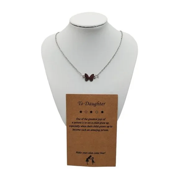 Mother Daughter Butterfly Duo Necklaces Silver Stainless Steel - Picture 2 of 8